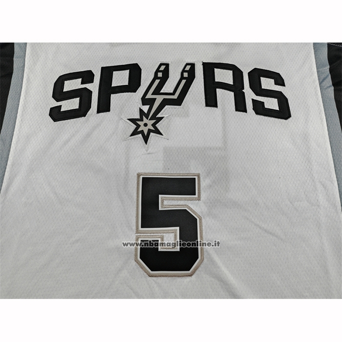 Maglia San Antonio Spurs Stephon Castle No 5 Association 2025-26 Bianco